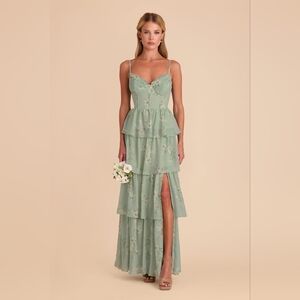 Birdy Grey Lola Chiffon Sage Le Fleur Tiered Bridesmaid Dress M